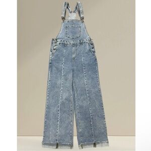 Cotton Blend Wide Leg Overalls